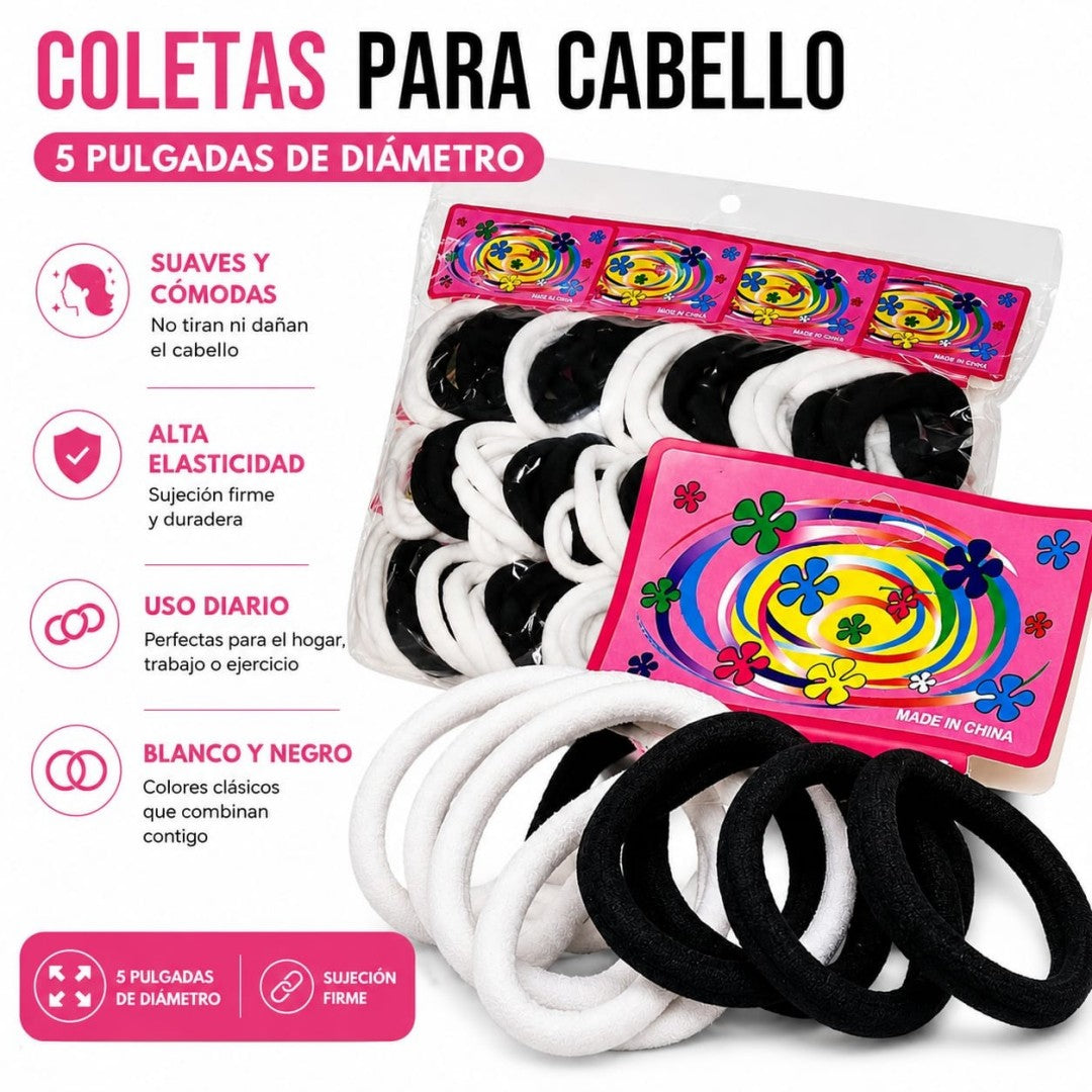 COLA PELO 5PUL NEGRO BLANCO 72PCS