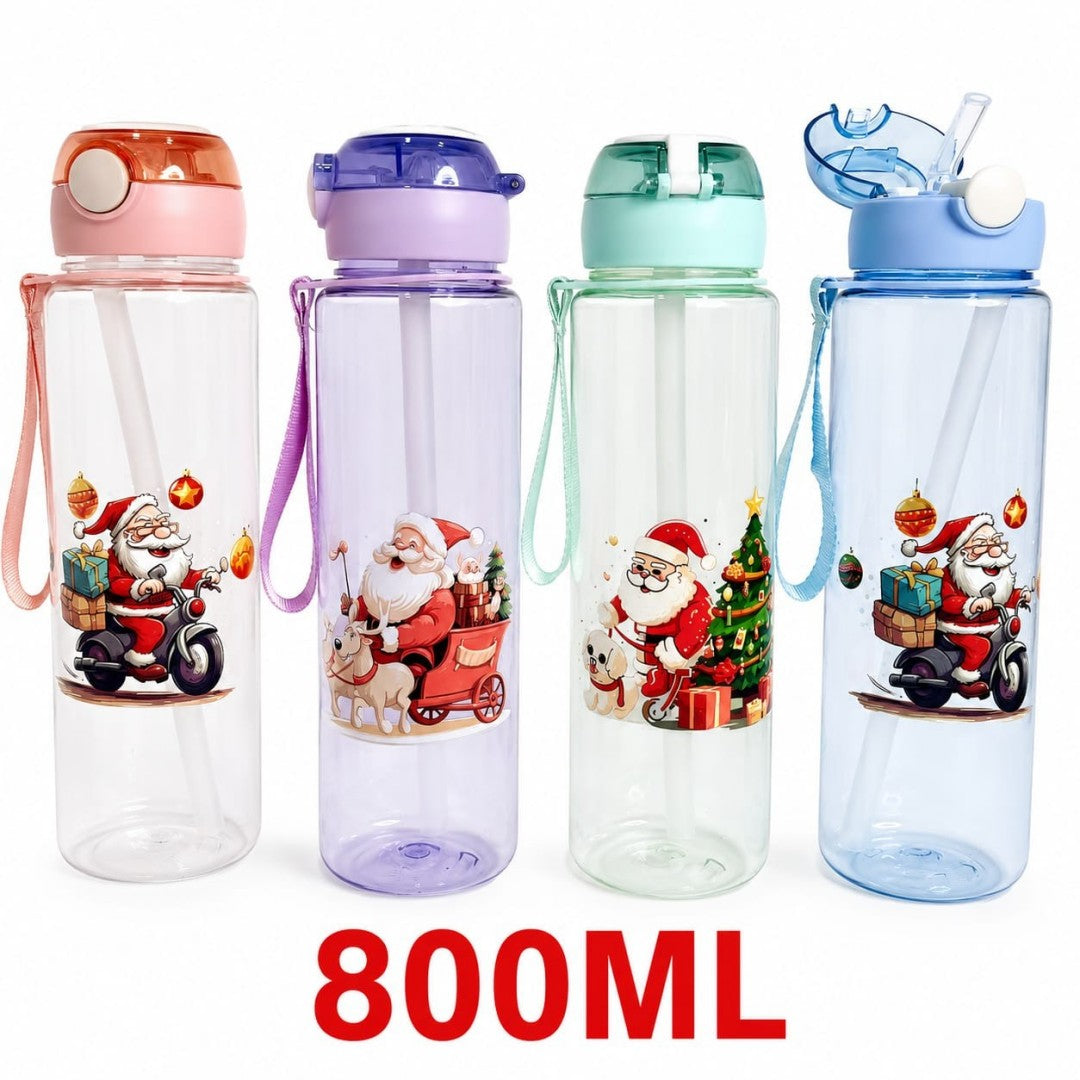 BOTELLA TRANSPARENTE NAVIDAD 800ML