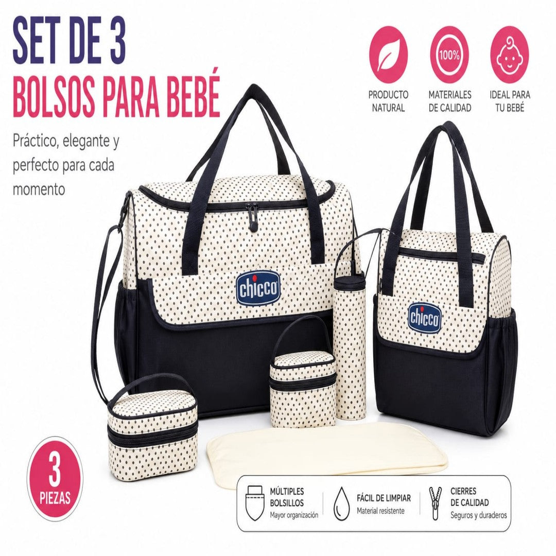 SET BOLSO PANALERA PARA BEBE 3PCS