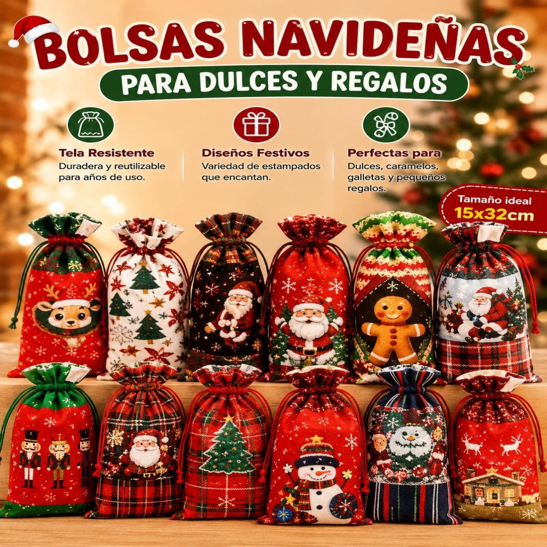 BOLSA CON CORDON NAVIDENA 15*32CM JM67266-31