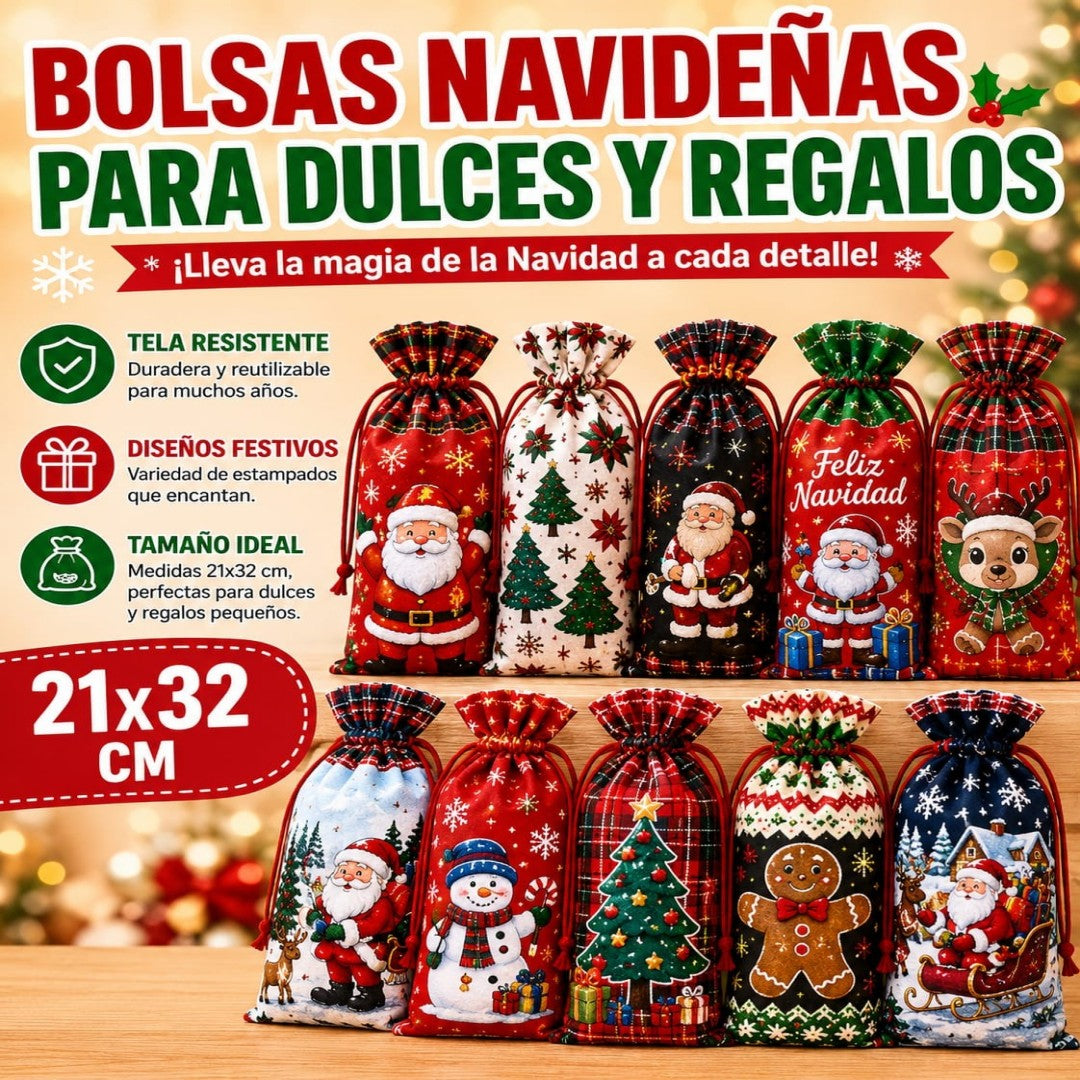 BOLSA CON CORDON NAVIDENA 21*32CM JM67325-41