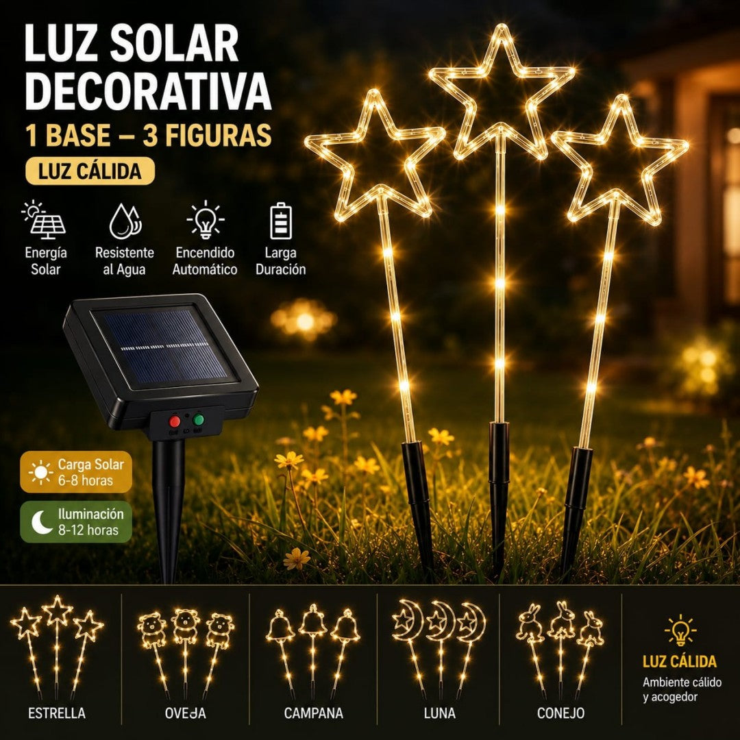 LUZ NAVIDAD PARA JARDIN SOLAR 3PCS CALIDO
