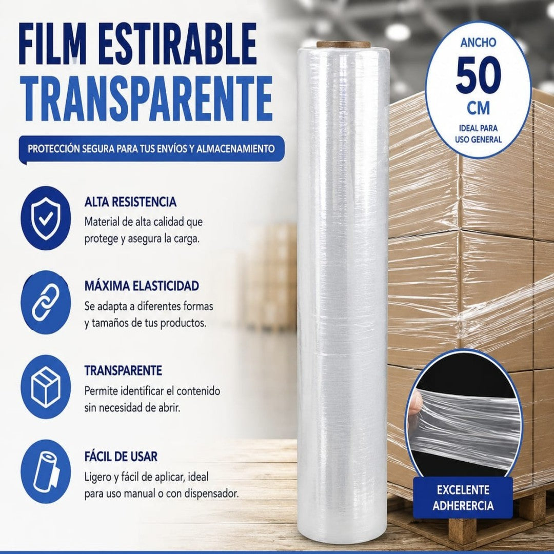 ROLLO DE FILM STRETCH TRANSPARENTE