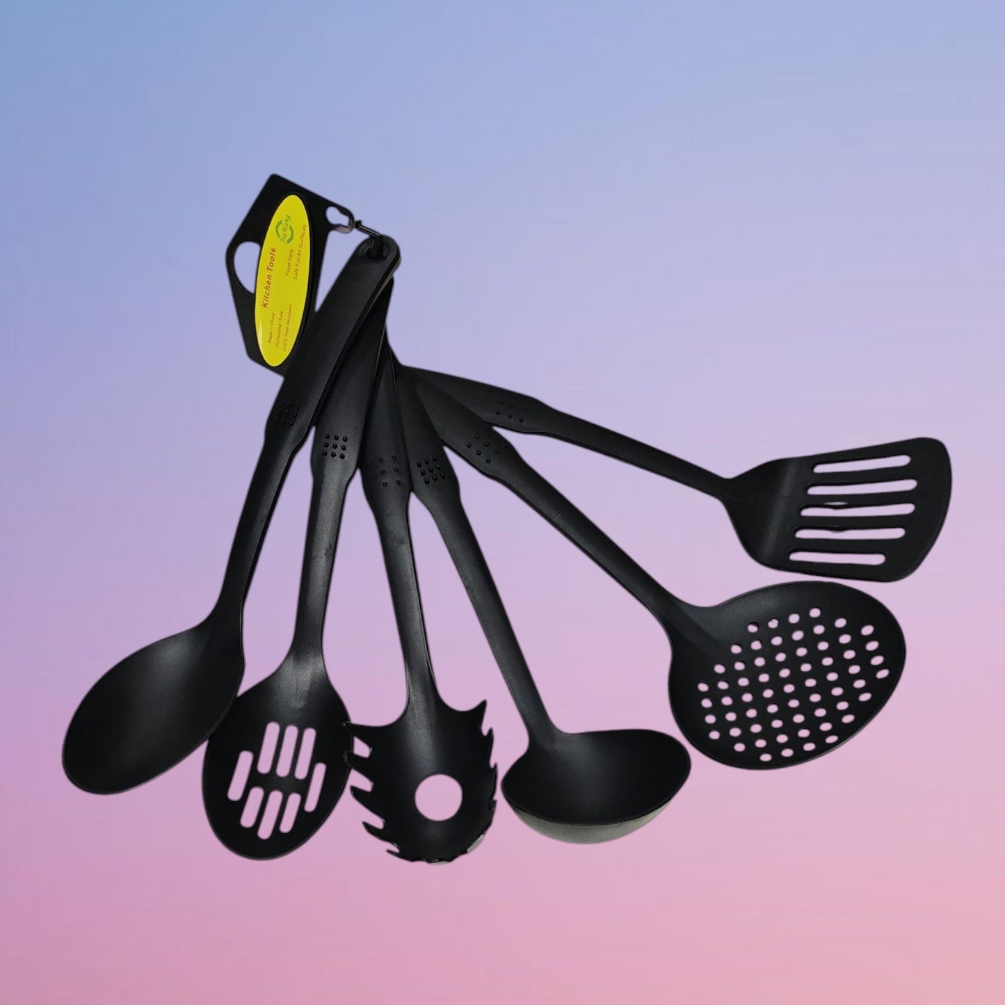 JUEGO DE ESPATULA CUCHARA NEGRO 6PCS JH-17