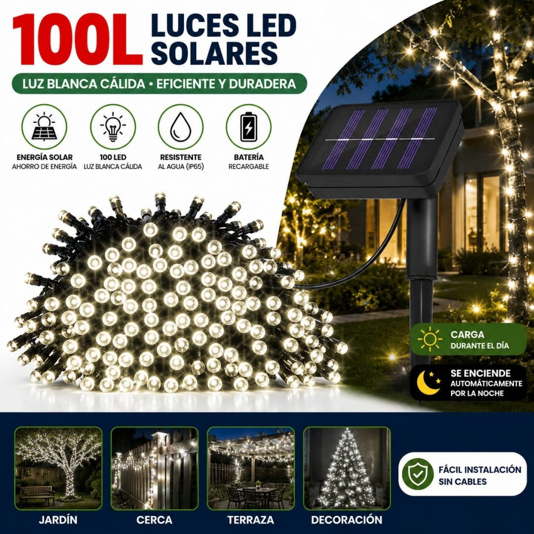 LUZ SOLAR LED 100L BLANCO