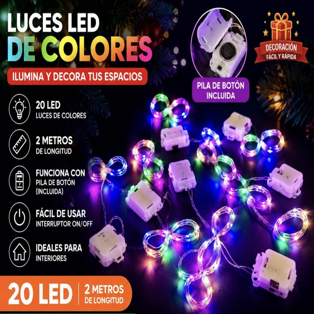 LUZ 20 LED COLOR 2M C/ BATERIA