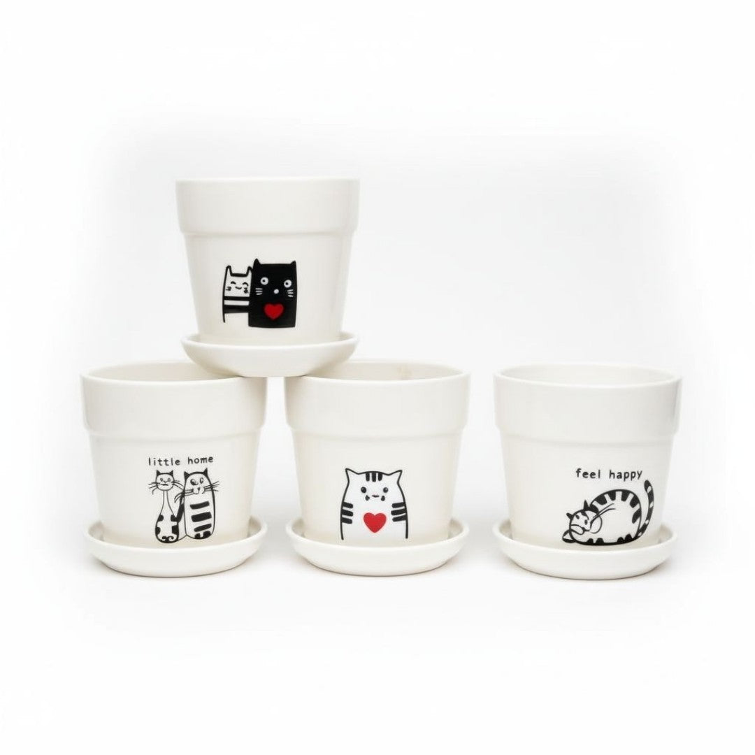 MACETA CERAMICA DISENO GATO
