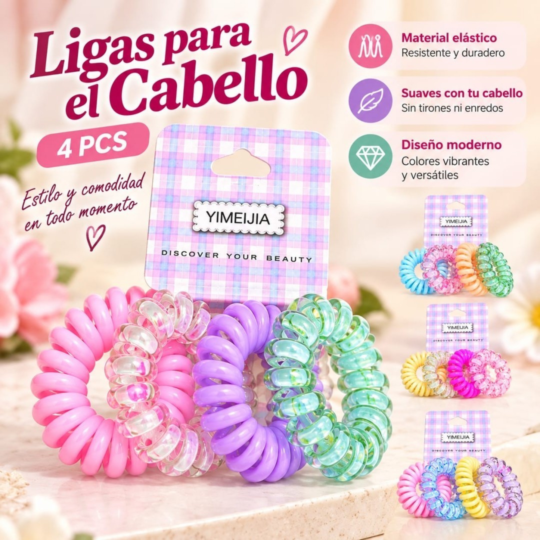 COLA LIGAS CABELLO RESORTE 4PCS FLOR