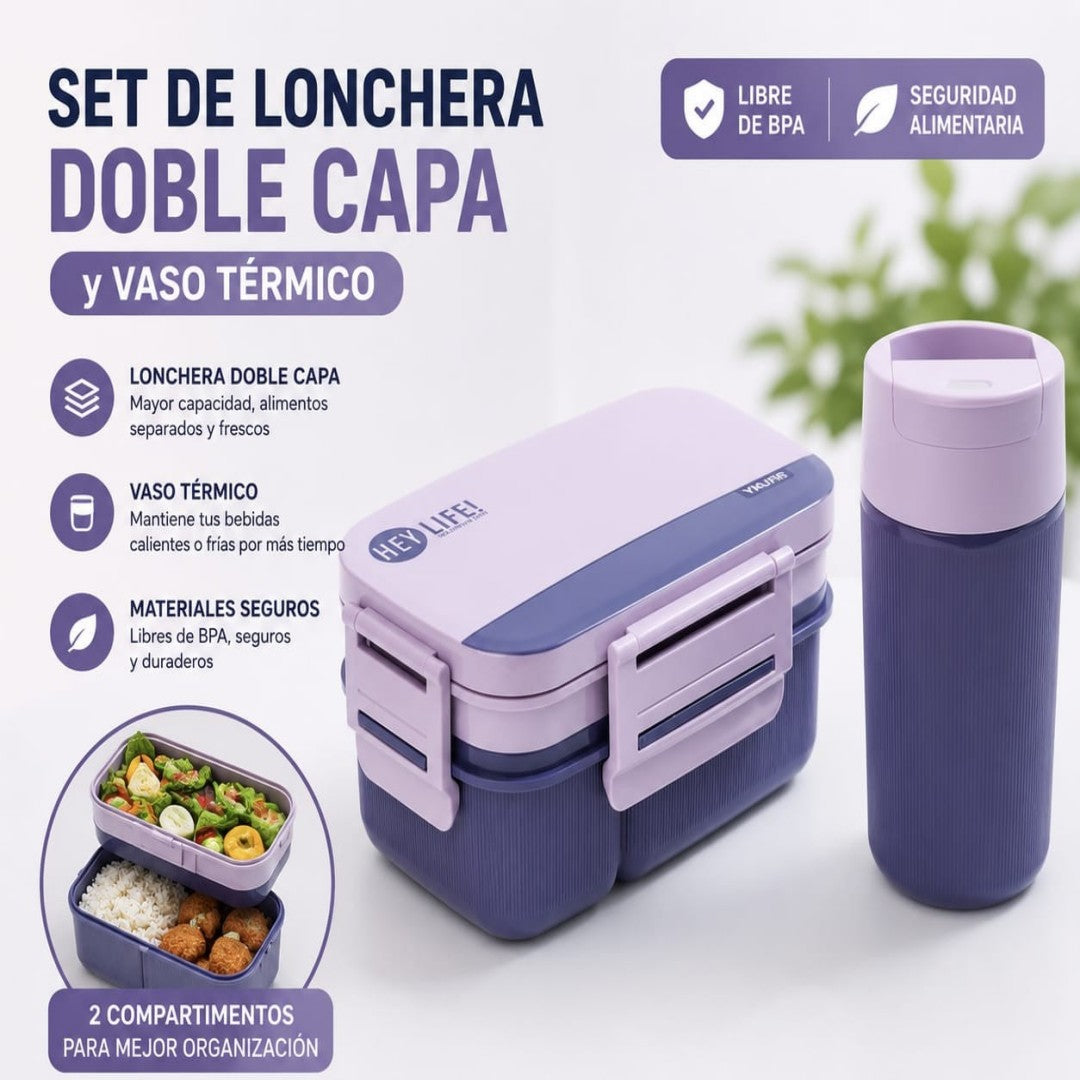 RECIPIENTE COMIDA DE DOBLE CAPA CON VASO S74A377B