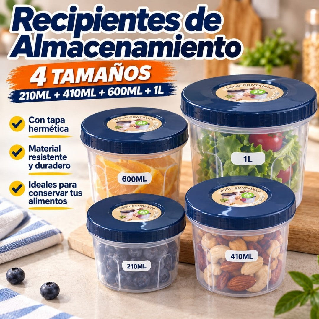 SET DE RECIPIENTES 4PCS 210ML.410ML.660ML.1L