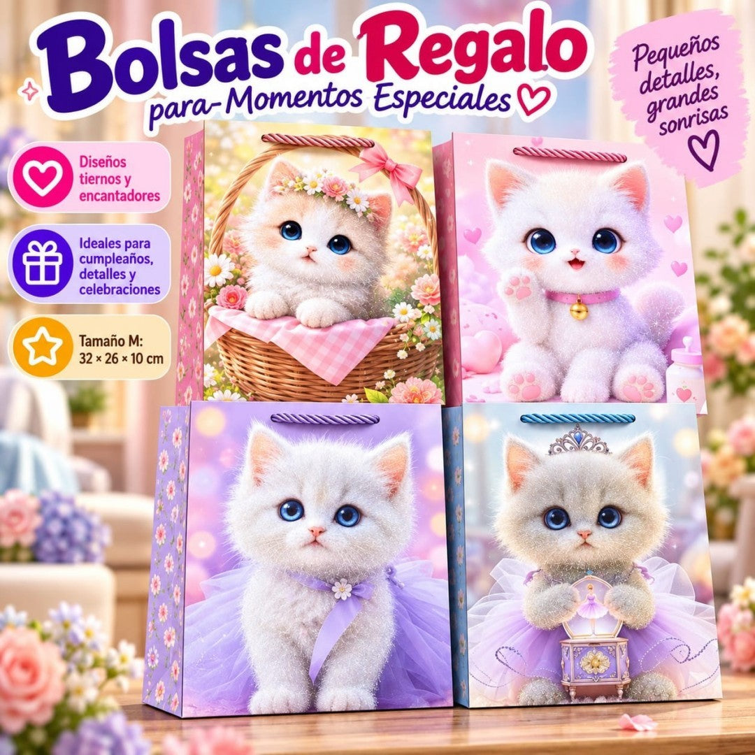 BOLSA REGALO GATO M 32*26*10CM