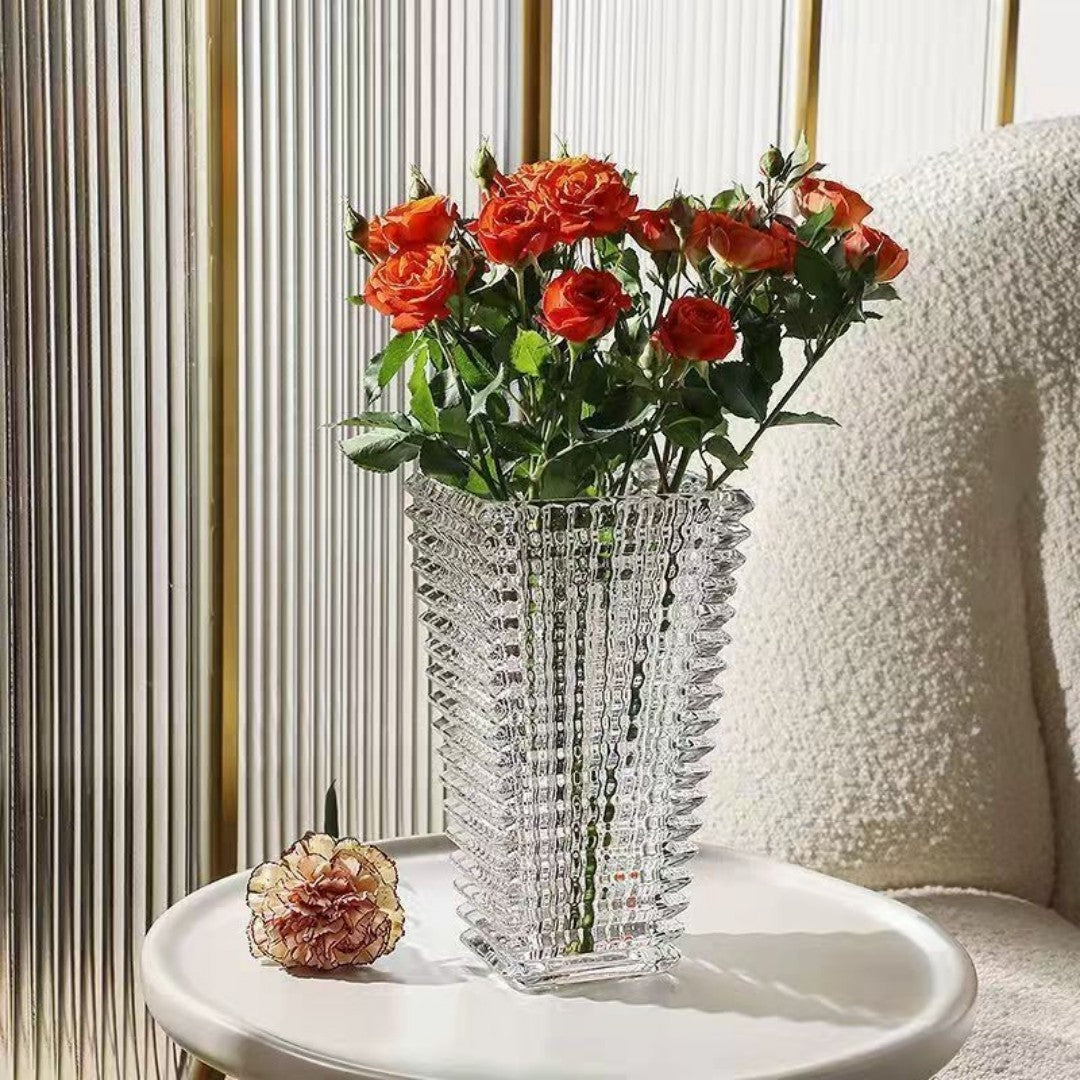FLORERO VIDRIO RALLA CUBO 18