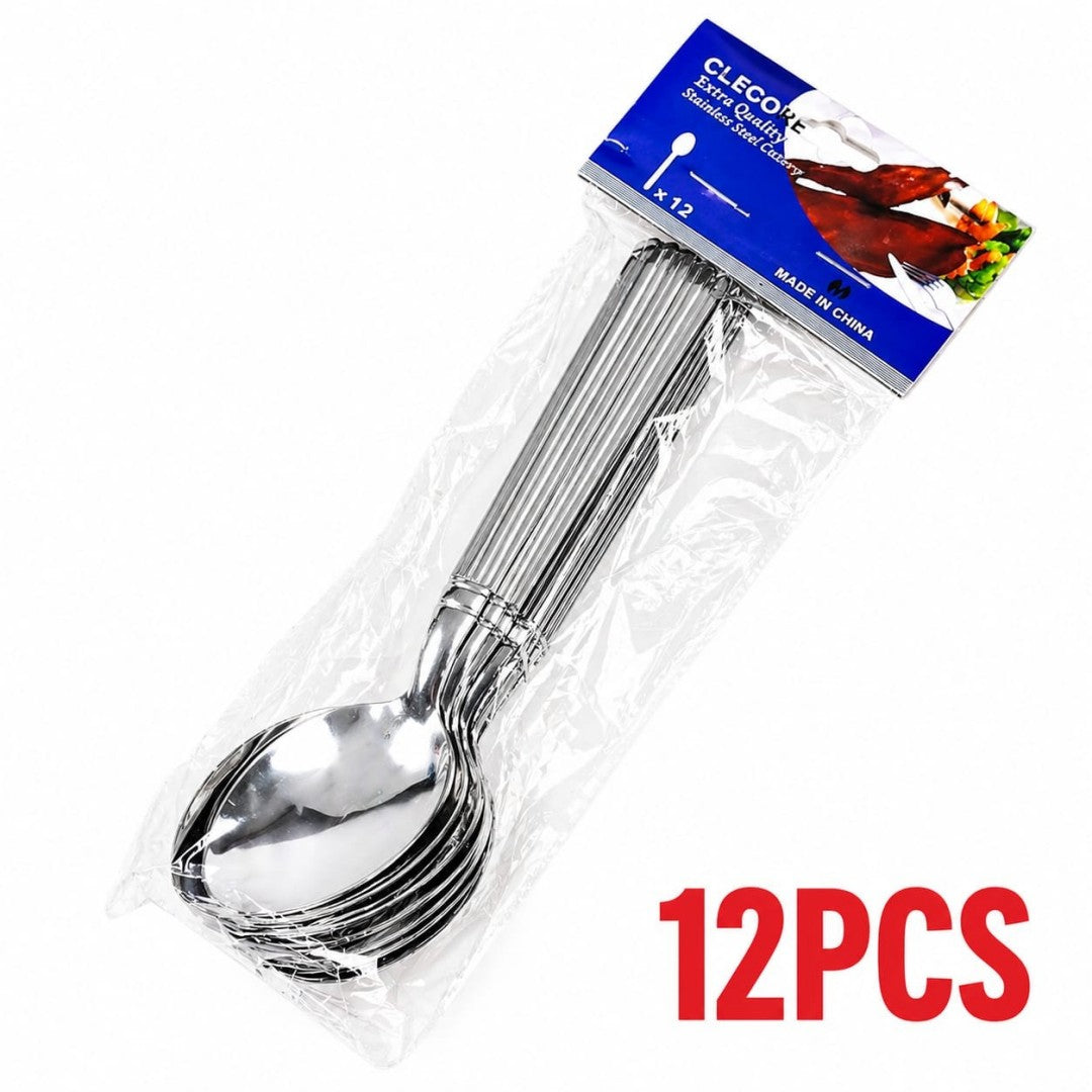 CUCHARA ACERO GDE 12PCS