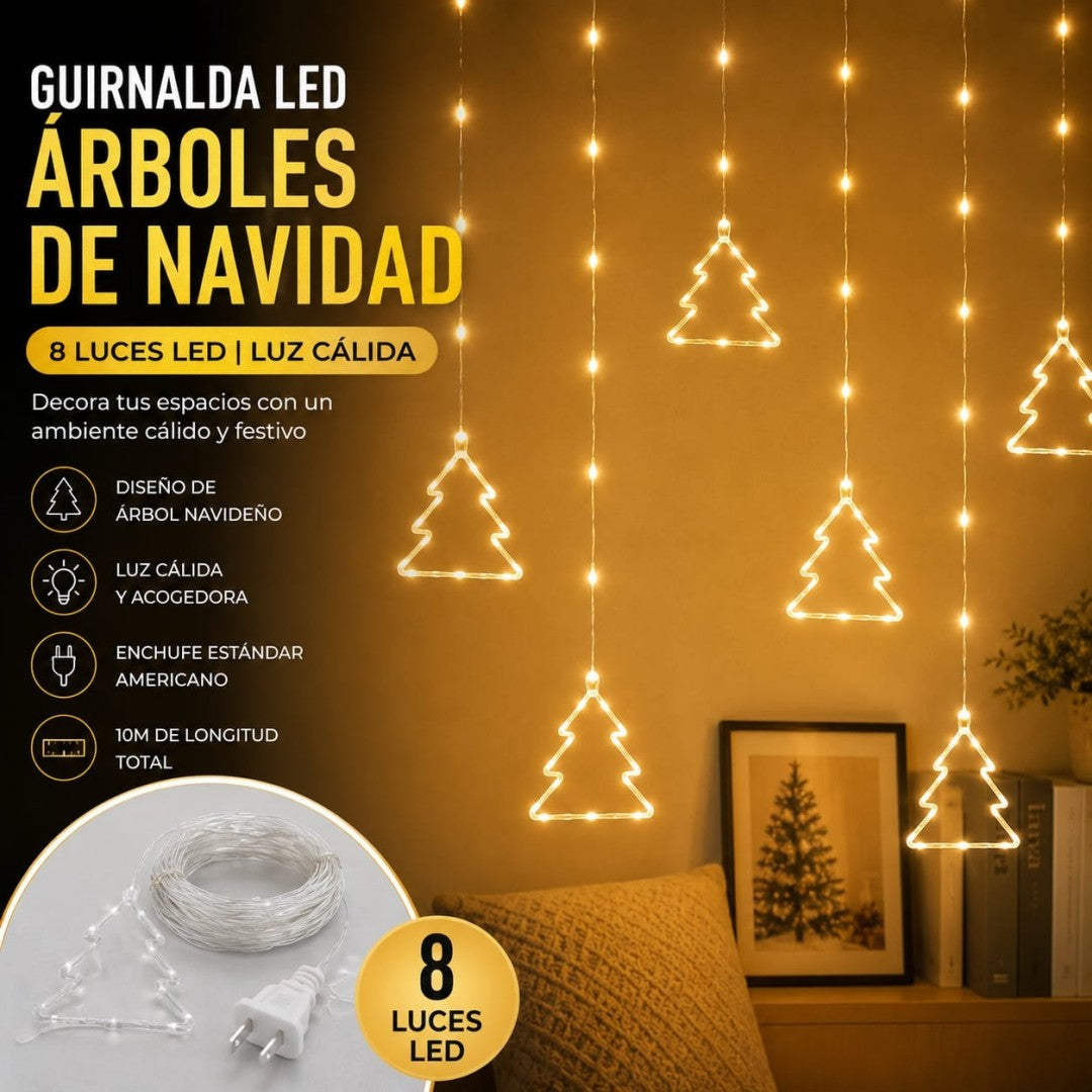 LUZ CORTINA ARBOL METAL 8 CALIDO