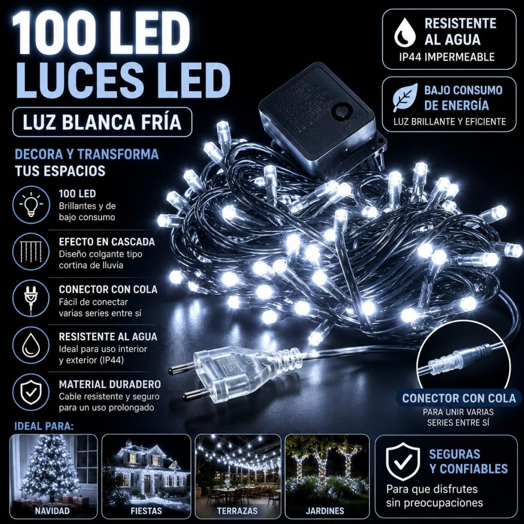 LUZ LED 100L CON ENCHUFE BLANCA