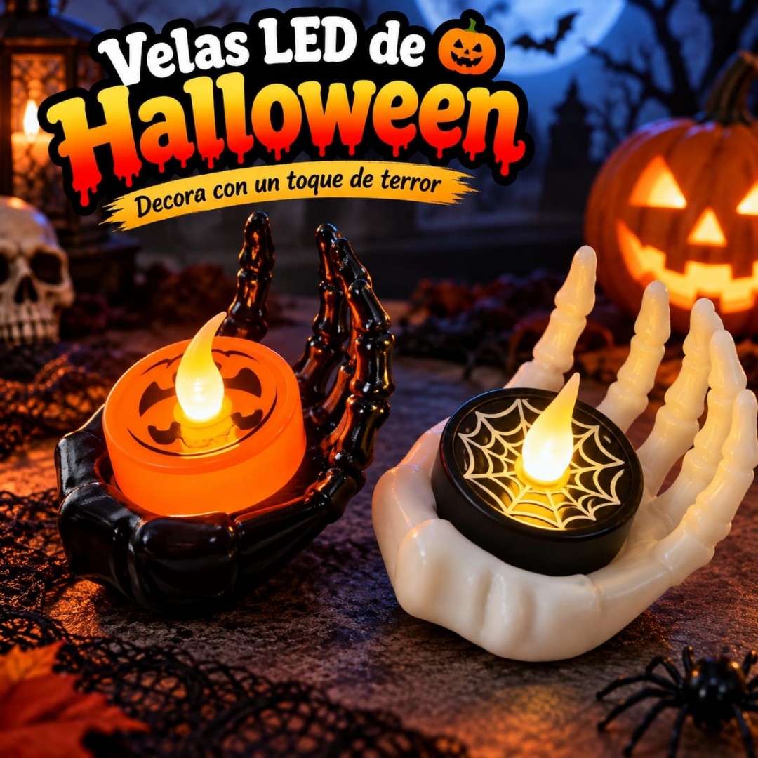 MANO CALAVERA HALLOWEEN C/CANDELA LUZ