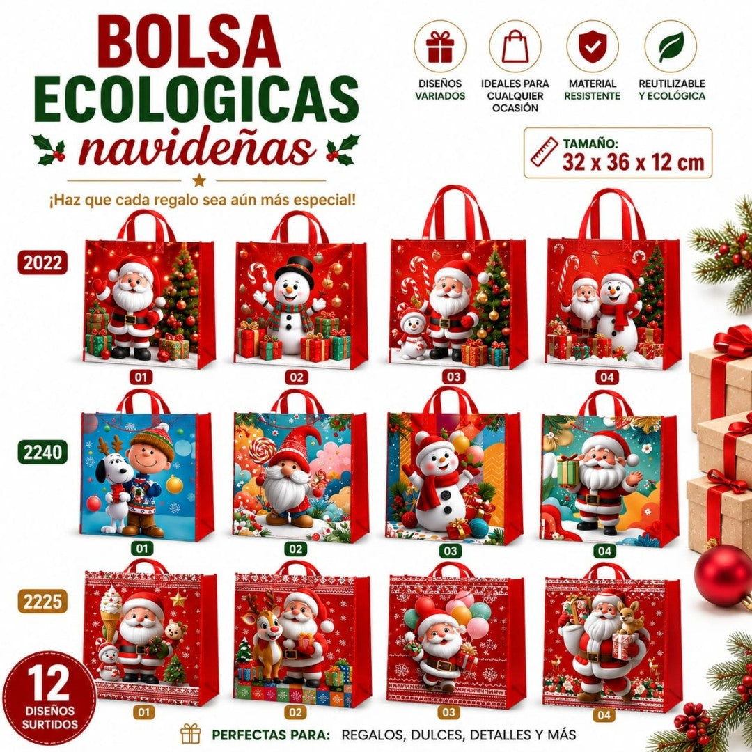 BOLSA ECOLOGICAS NAVIDAD 32*36*12