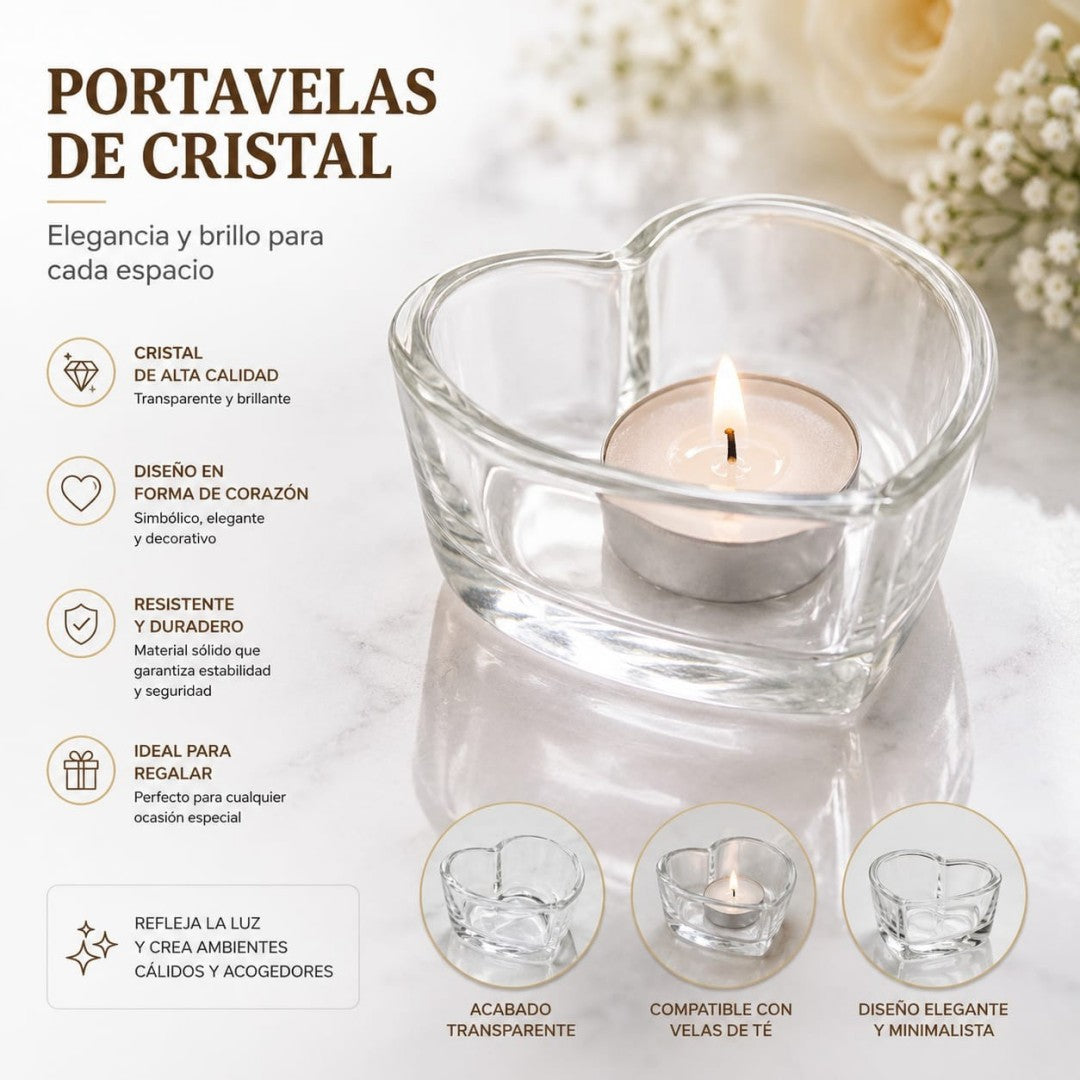 CANDELABRO VIDRIO CORAZON B