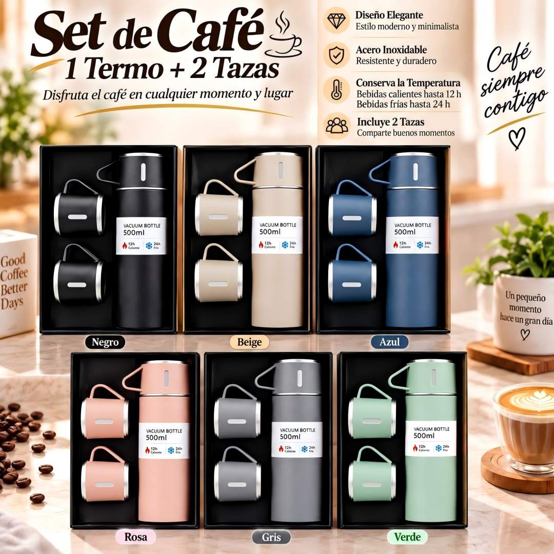 JUEGO TERMO CAFE 3PCS COLOR