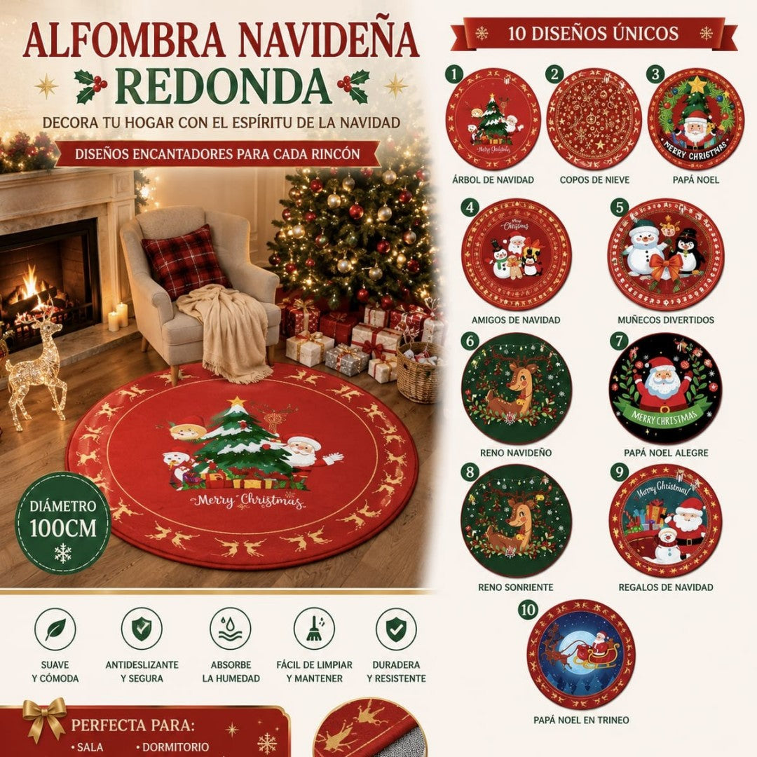 ALFOMBRA NAVIDAD REDONDA 100CM