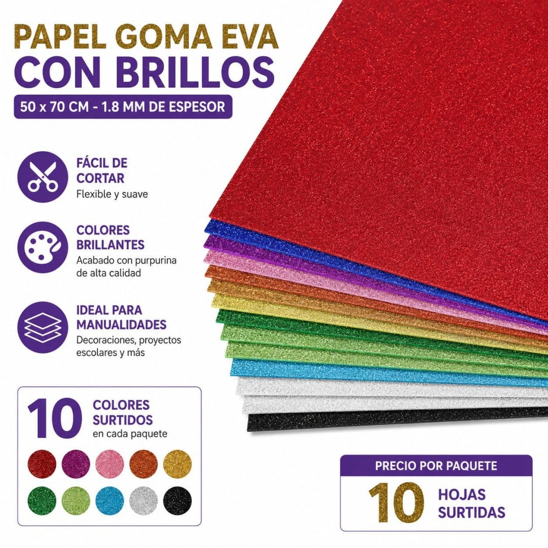 PAPEL FON ESCARCHA 10 COLOR 50*70CM