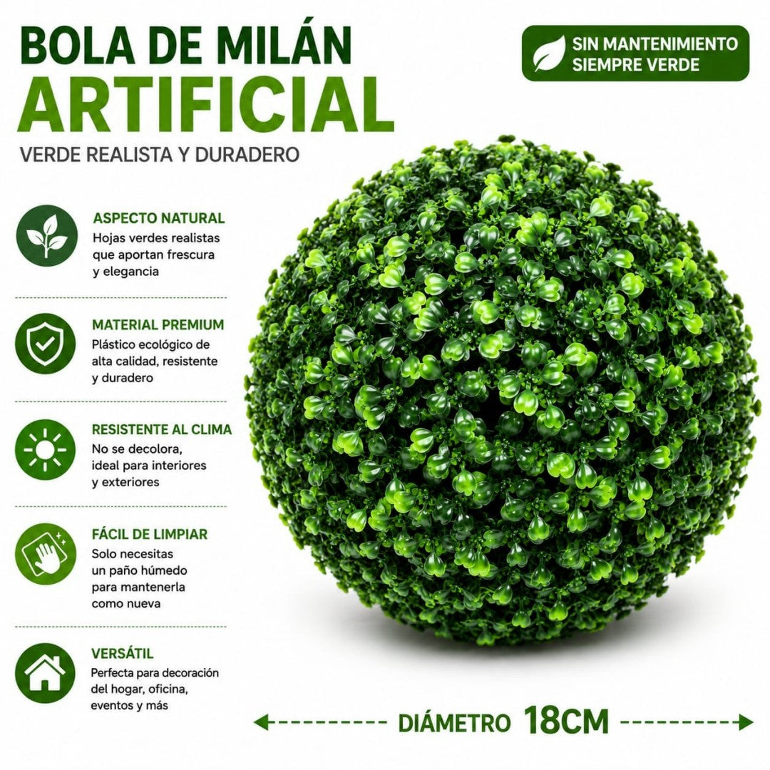 PLANTA ARTIFICIAL BOLA VERDE 18CM