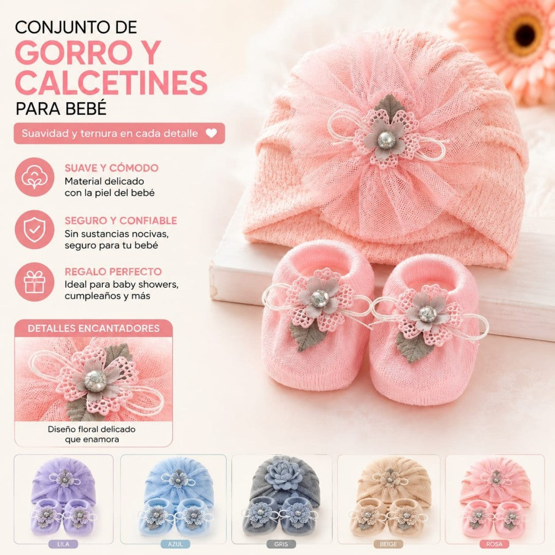 SET DE MEDIA Y GORRO PARA BEBE