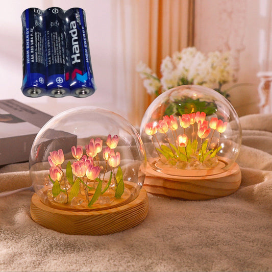 FLOR FRASCO CON LUZ BATERIA B