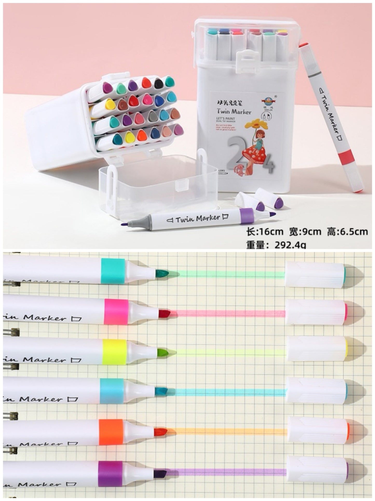 MARCADORES DOBLE PUNTA 24PCS WD588