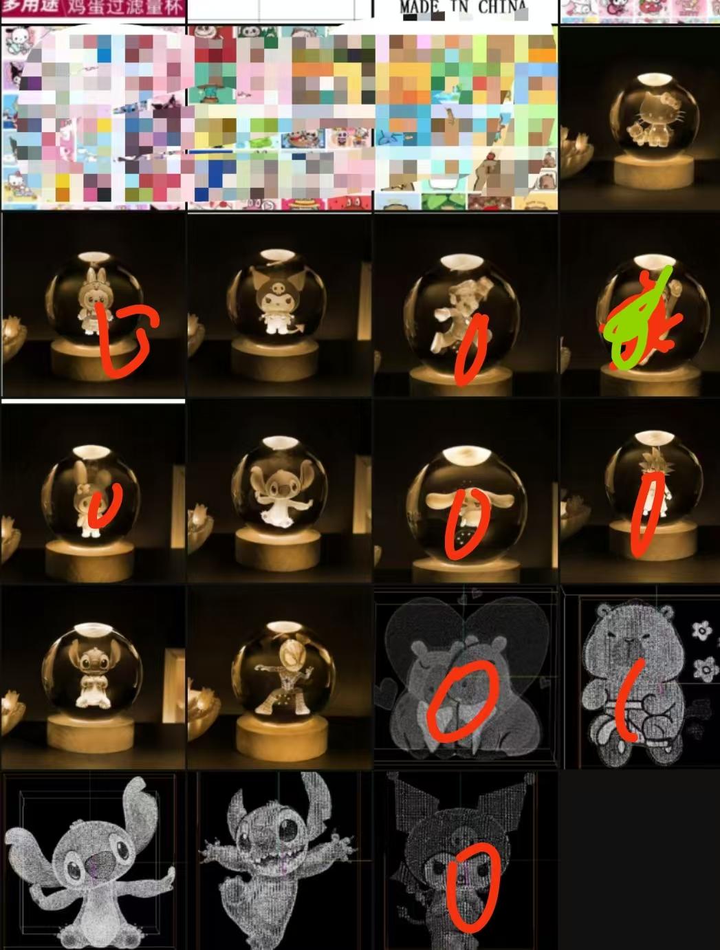 BOLA DE CRISTAL CON LUZ 6CM PERSONAJE