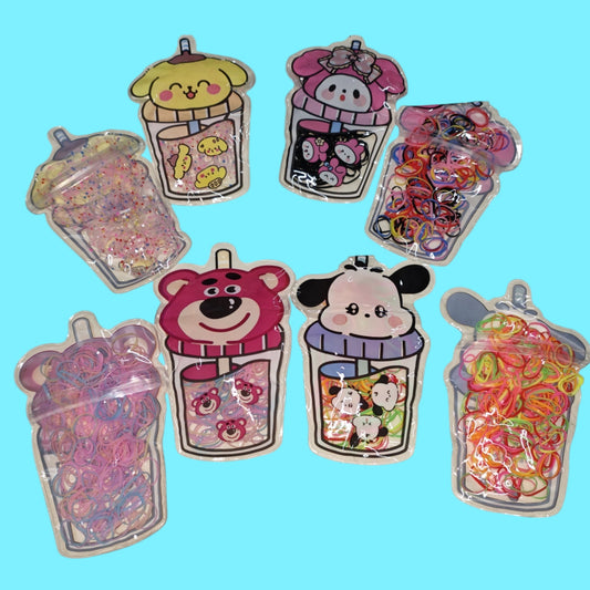 LIGAS PARA CABELLO BOLSA PERSONAJE 200PCS B