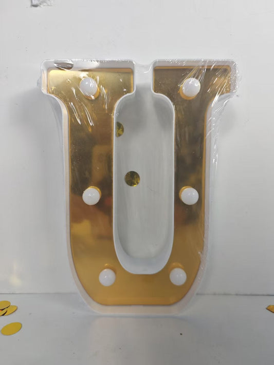 LAMPARA NUMERO LETRA DORADO 0-9 A-Z 21CM