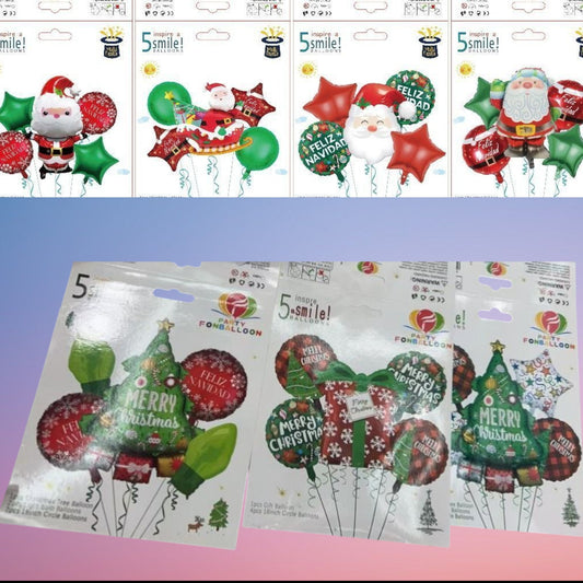 JUEGO GLOBO NAVIDAD 5PCS