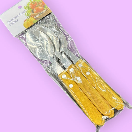 CUCHARA MANGO DE MADERA 6PCS