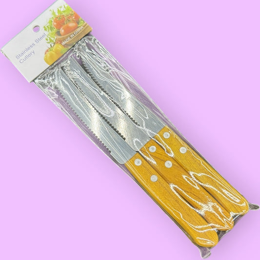 CUCHILLO MANGO DE MADERA 6PCS