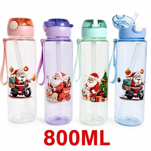 BOTELLA TRANSPARENTE NAVIDAD 800ML
