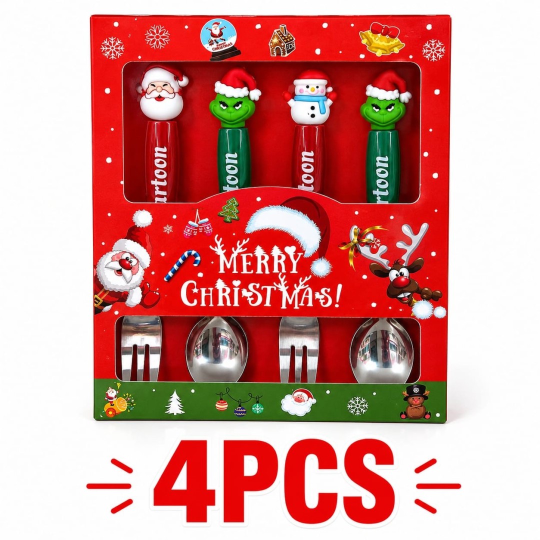 SET CUBIERTOS NAVIDENO 4PCS