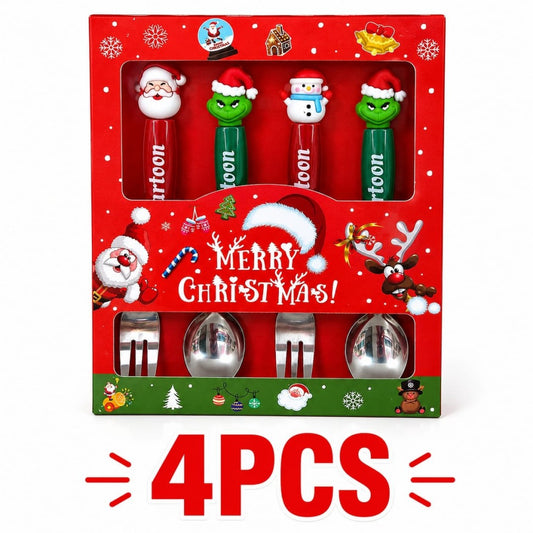 SET CUBIERTOS NAVIDENO 4PCS