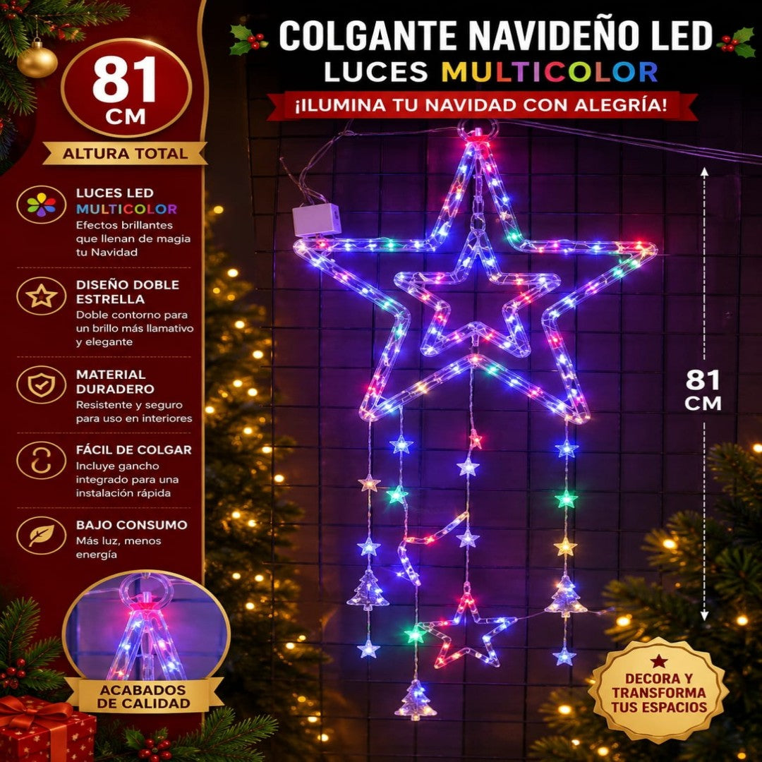 LUZ COLGANTE ESTRELLA LED MULTI COLOR 81CM