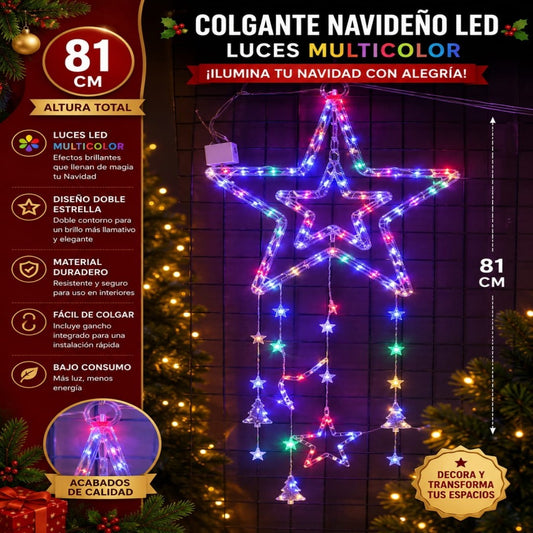 LUZ COLGANTE ESTRELLA LED MULTI COLOR 81CM