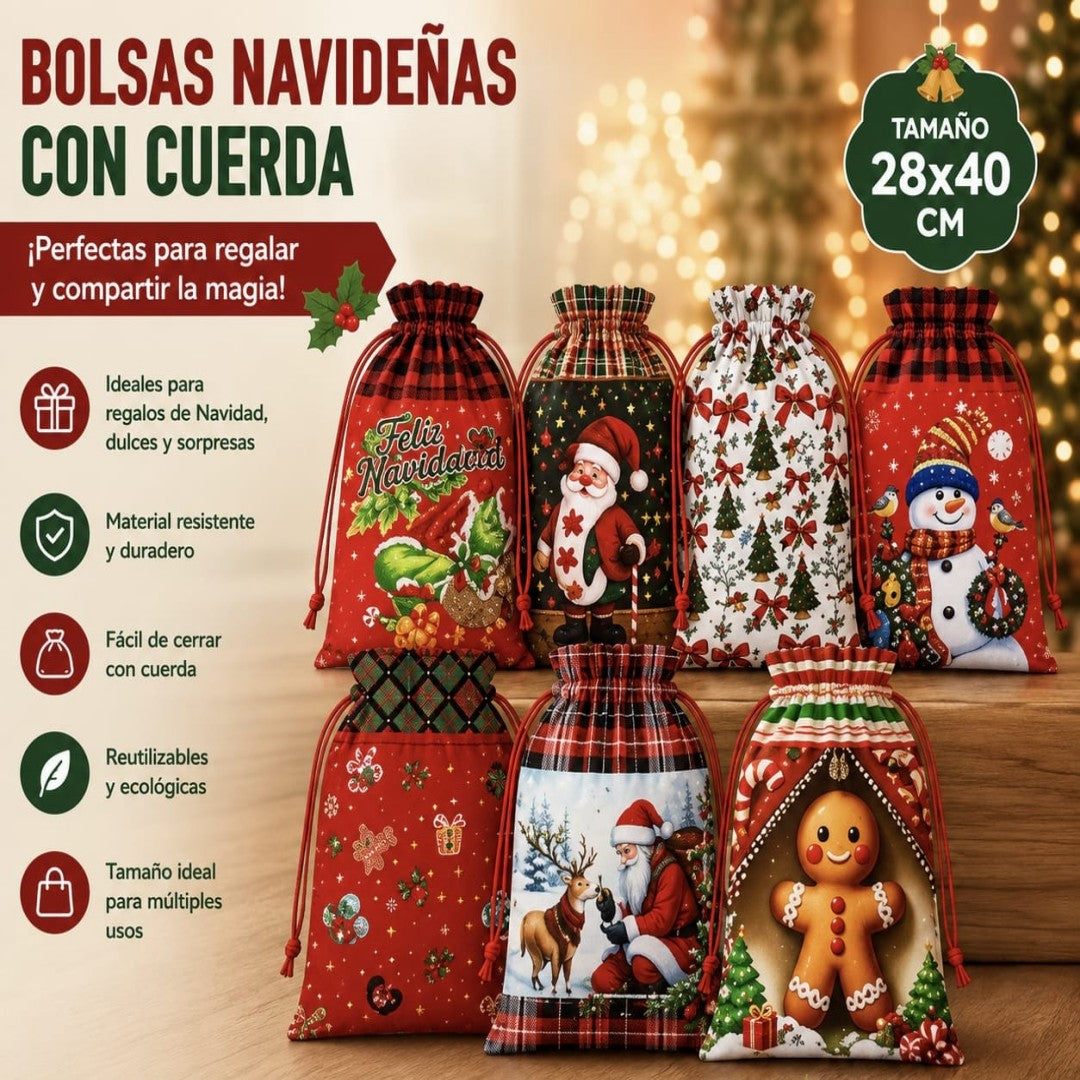 BOLSA NAVIDENA CON CORDON 28*40CM JM67497-48