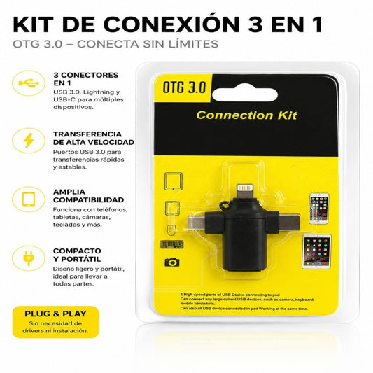 ADAPTADOR OTG 3EN1 PARA CELULAR 3.0
