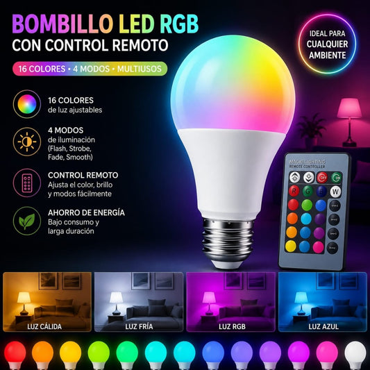 BOMBILLO LED RGB CON CONTROL  A60