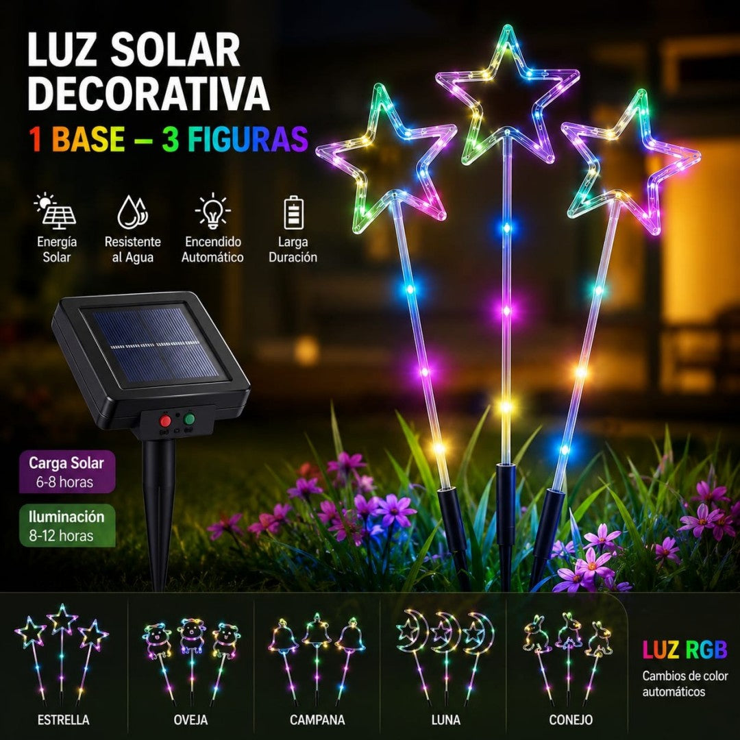 LUZ NAVIDAD PARA JARDIN SOLAR 3PCS COLOR