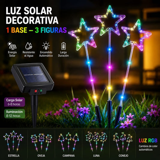 LUZ NAVIDAD PARA JARDIN SOLAR 3PCS COLOR