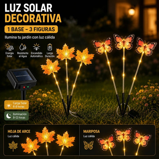 LUZ NAVIDAD PARA JARDIN SOLAR 3PCS MARIPOSA
