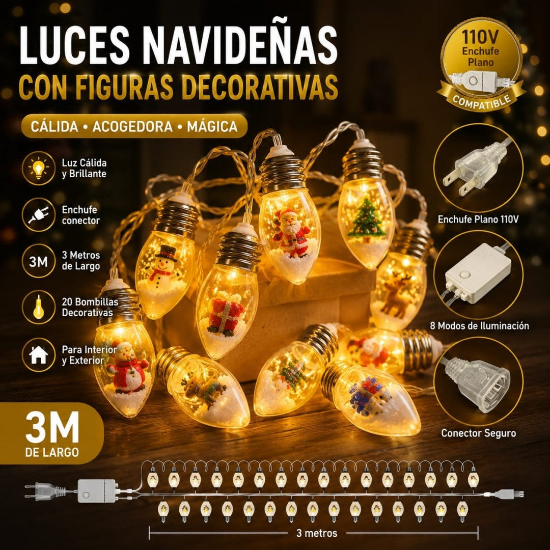 LUZ LED 20 BOMBILLO NIEVE 3M CALIDO