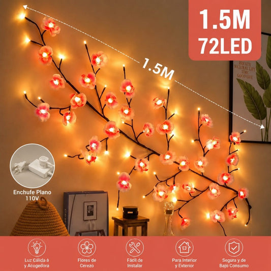 RAMA DE 72 FLORES LED 1.5M CALIDO