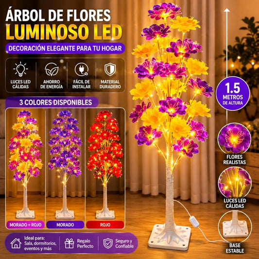 ARBOL LED DE FLORES DECORATIVAS 1.5M