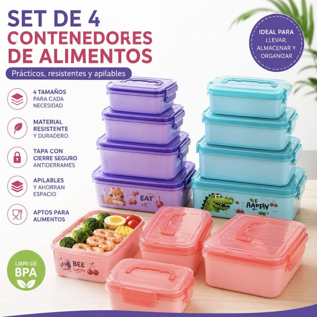JUEGO RECIPIENTE COMIDA PVC 4PCS 2074